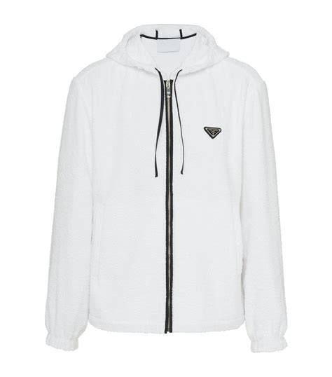 prada white sweatsuit|Prada zip up hoodie.